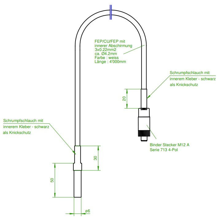 Temperaturfühler mit PTFE-Leitung