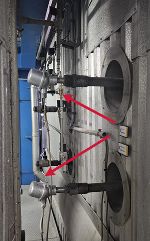 Prozessanschlüsse von Thermoelementen in einer Kehrichtverbrennunganlage