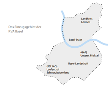 Grafik zum Einzugsgebiet KVA Basel