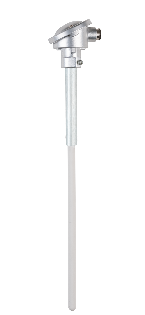 Gerades Thermoelement mit Keramikschutzrohr für einen Temperatureinsatz bis +1700 °C.