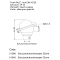 Masszeichnung für Anschlusskopf Form AUZ zum elektrischen Anschluss von Temperaturfühlern