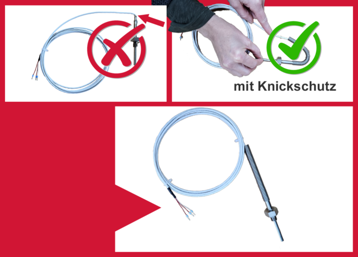 Kabel-Knickschutz vermeiden bei Thermoelemente und Widerstandsthermometr
